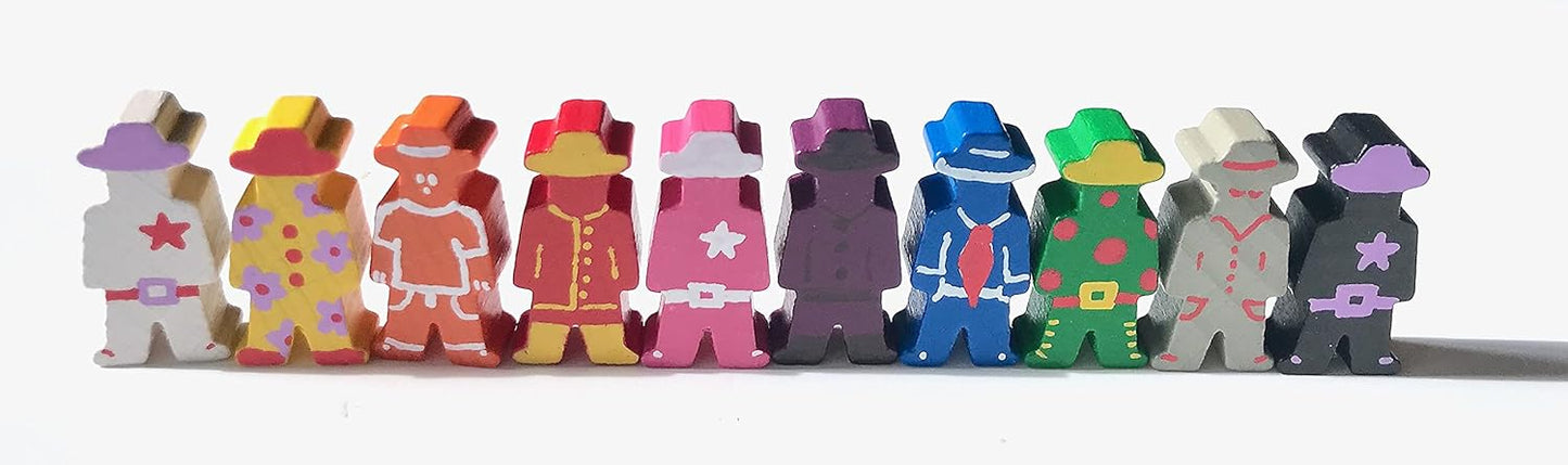 Spieltz Spielfiguren aus Holz, Cowboys / Personen mit Hut 15x30x8 mm, für Brettspiele