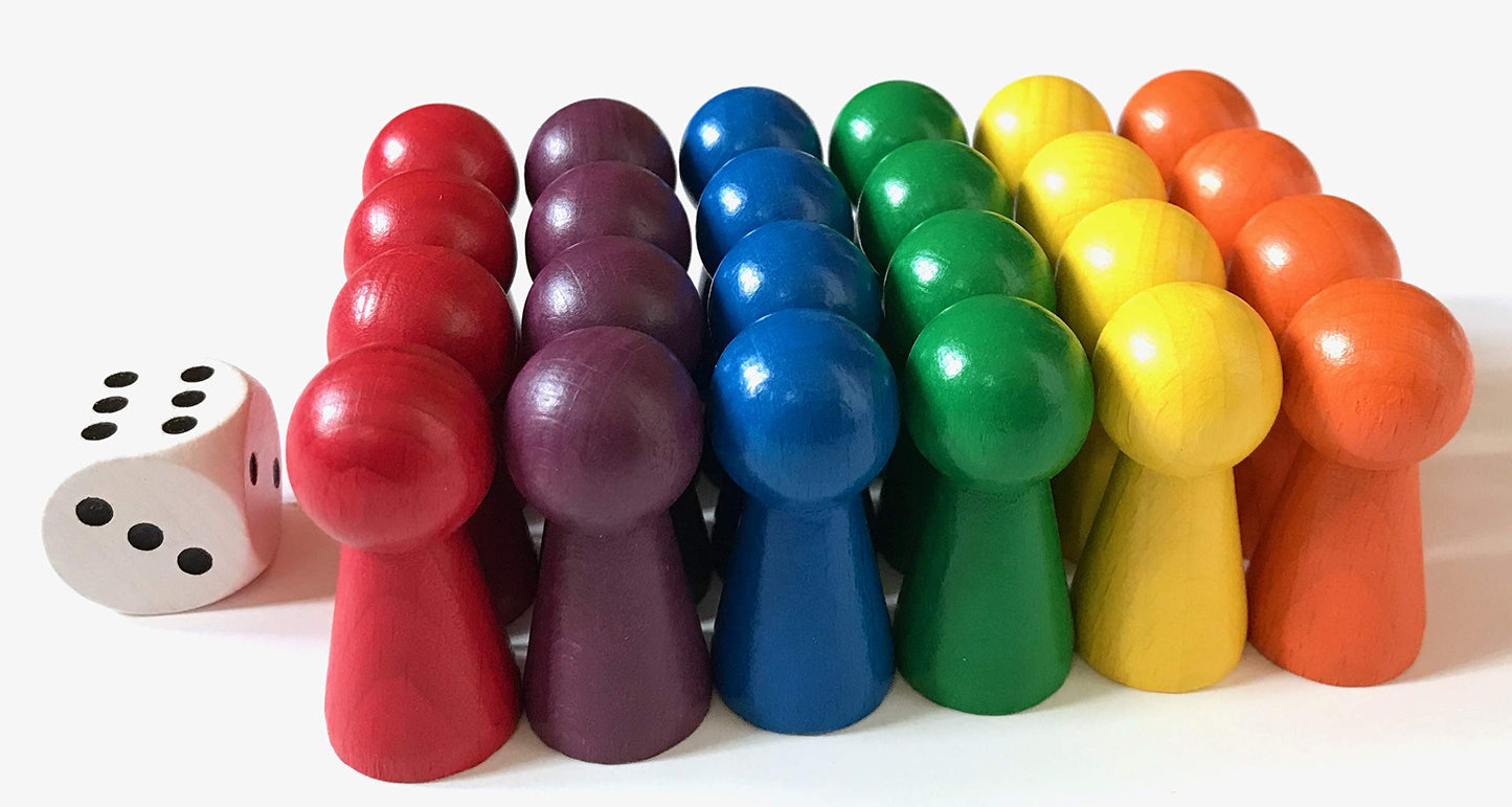 Spieltz Spielmaterial-Set für Ludo, große Halmakegel19/40 mm, Würfel 20 mm