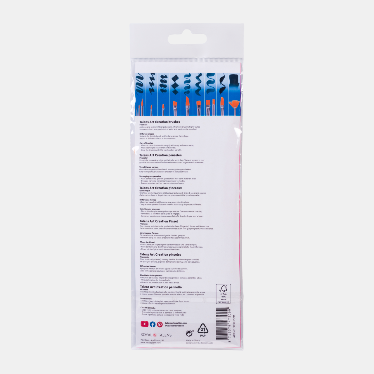 Royal Talens- Aquarellpinsel (12er-Set, Polyester)