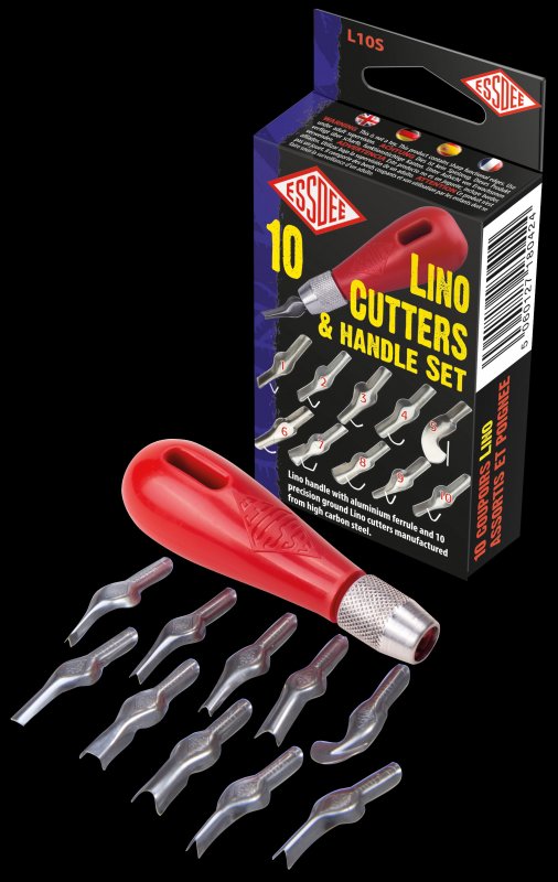 Essdee Linoleum Cutter-Set, 10 Messer in verschiedenen Größen + Griff