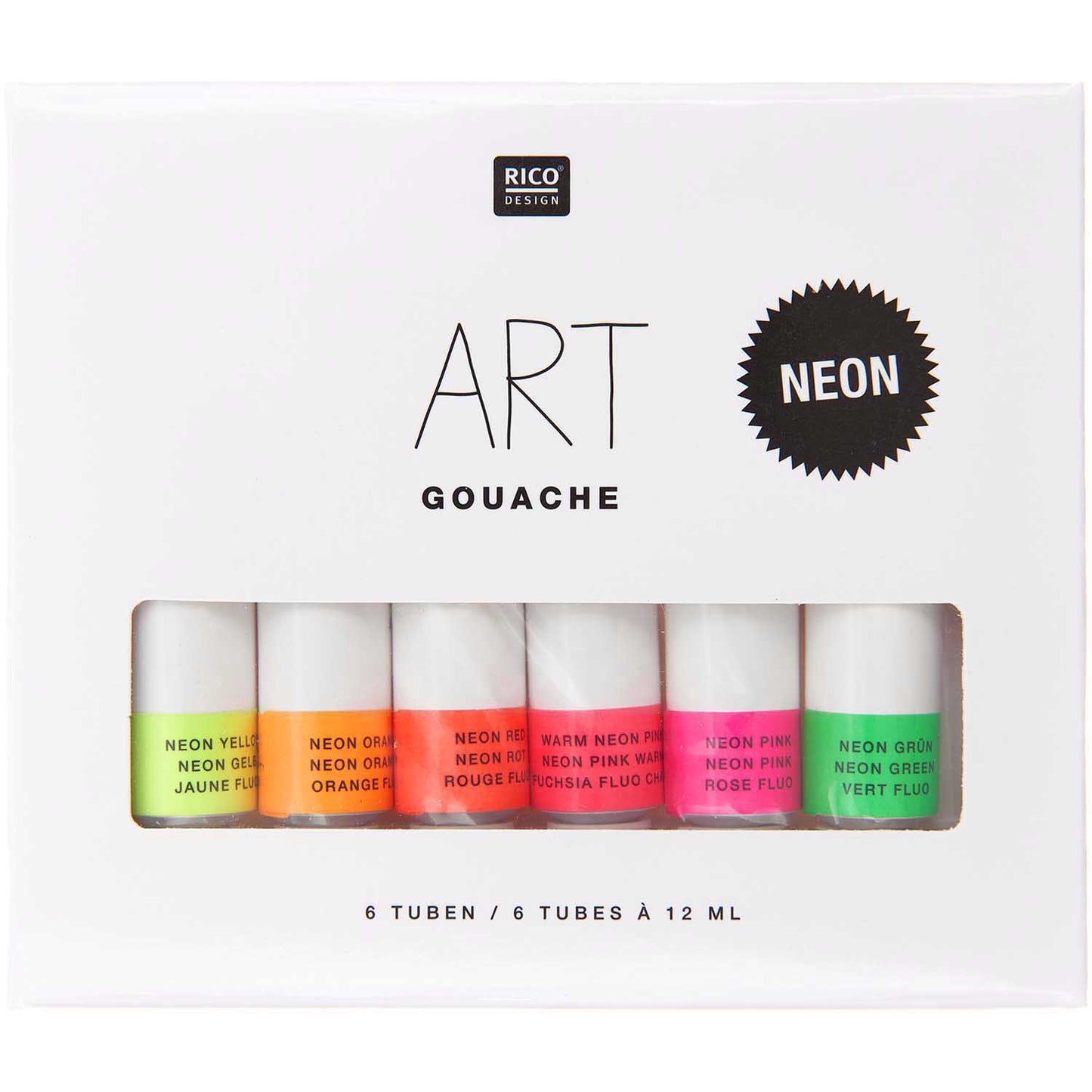 Rico Design- Art Gouache-Set 6x12ml Neon