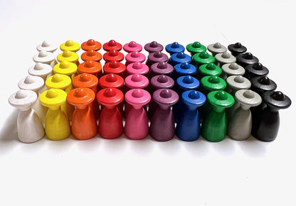 Spieltz Spielfiguren aus Holz, Personen mit Hut 13x13x26 mm, für Brettspiele, farblich gemischt