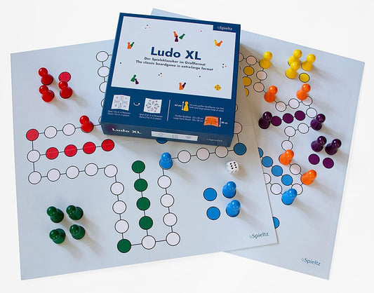 Spieltz Ludo XL Spiel für 2 - 6 Personen (Vorderseite bis 4, Rückseite bis 6 Spieler), 2. Auflage