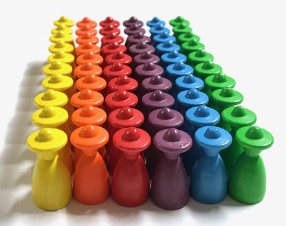 Spieltz Spielfiguren aus Holz, Personen mit Hut 13x13x26 mm, für Brettspiele, farblich gemischt