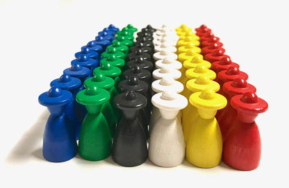 Spieltz Spielfiguren aus Holz, Personen mit Hut 13x13x26 mm, für Brettspiele, farblich gemischt