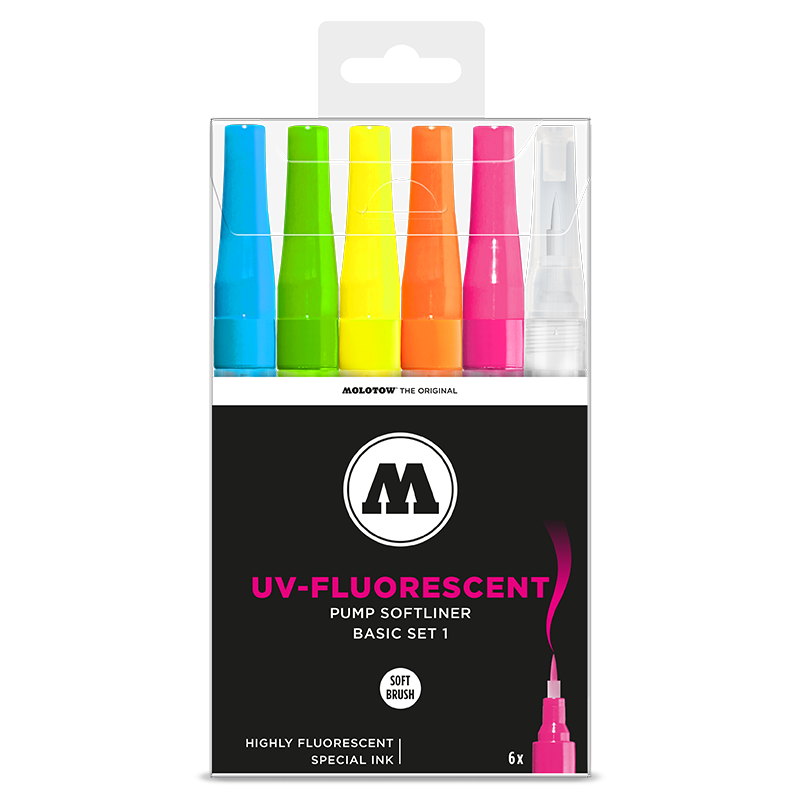 Molotow - UV-Fluorescent Basic-Set (6 Softiner)