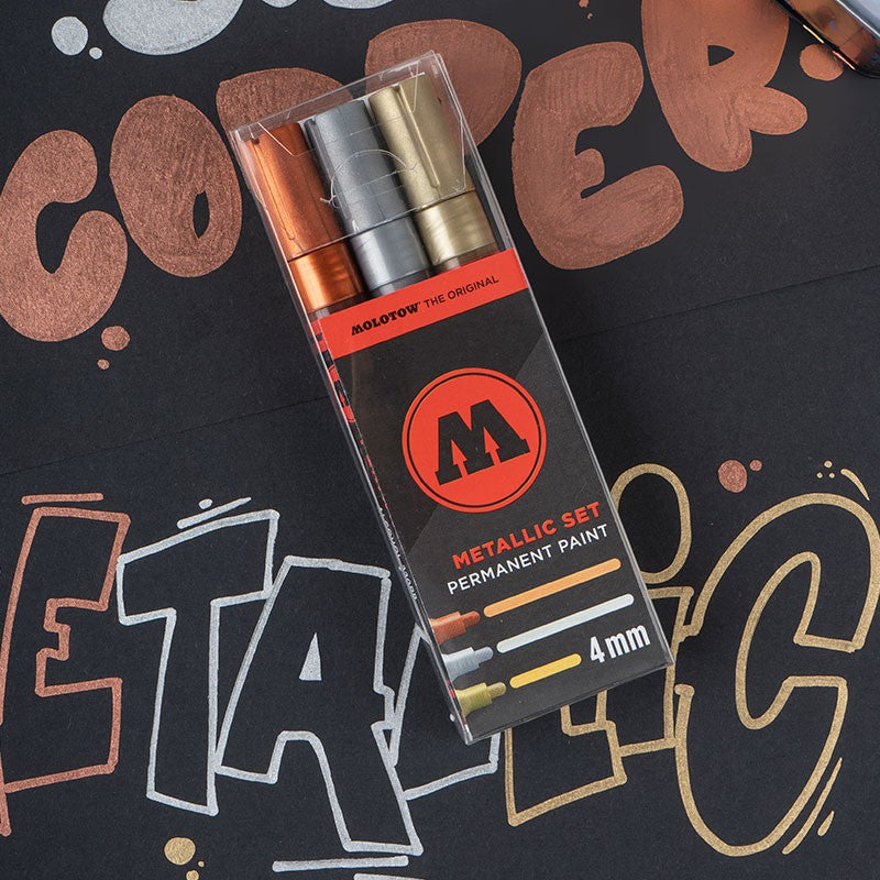 Molotow - Permanent Paint Metallic Marker-Set 4mm (3 Marker)