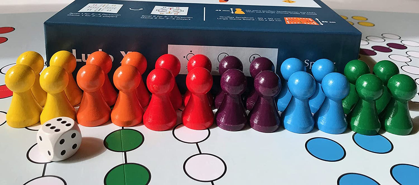 Spieltz Ludo XL Spiel für bis zu 6 Personen (Vorderseite bis 4, Rückseite bis 6 Spieler), 1. Auflage