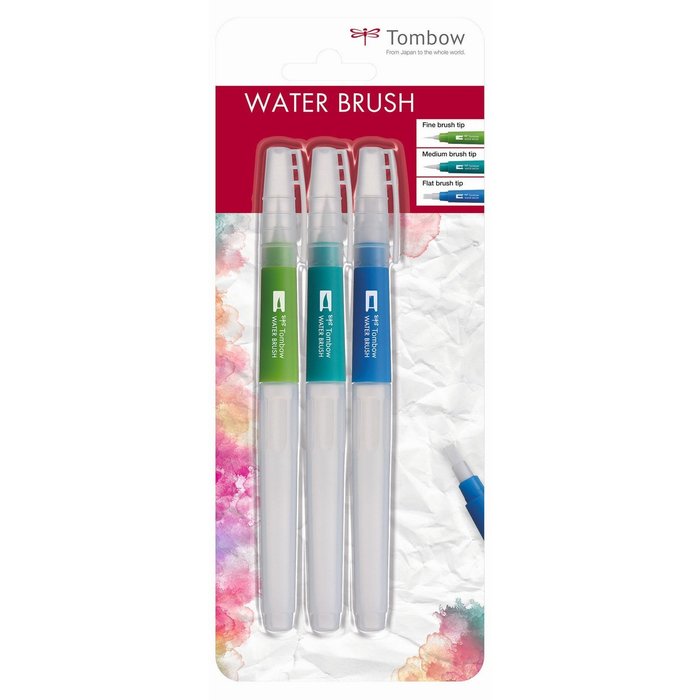 Tombow - Water Brush Set (3 Pinsel - Fine, Medium & Flat)